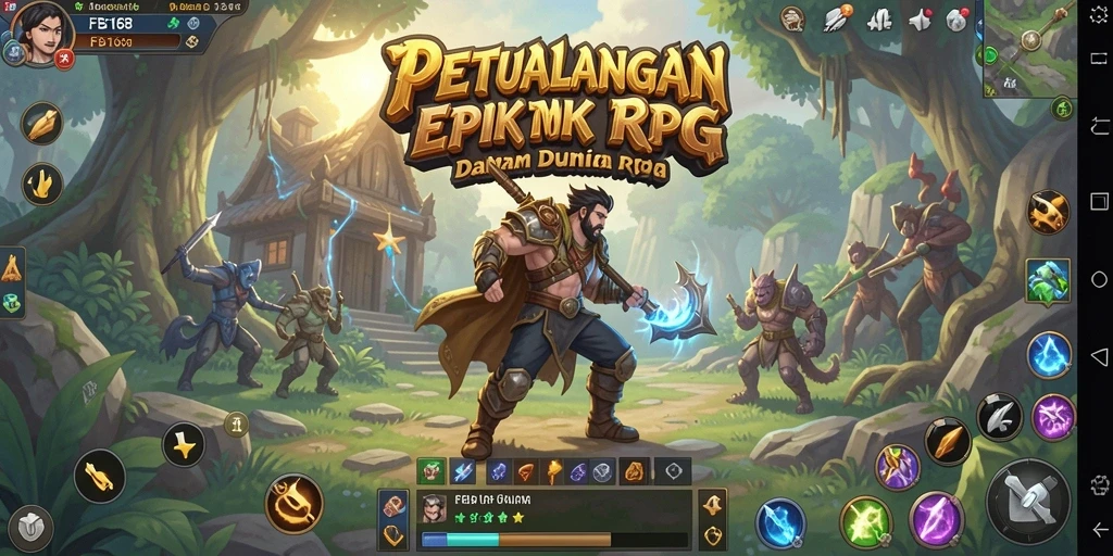 Tangkapan layar gameplay FB168 yang menampilkan pertarungan mendebarkan di dunia fantasi.