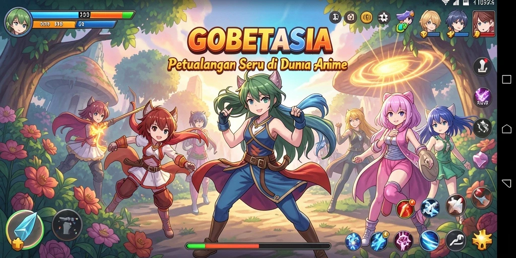 Screenshot gameplay GOBETASIA menampilkan petualangan seru di dunia anime.