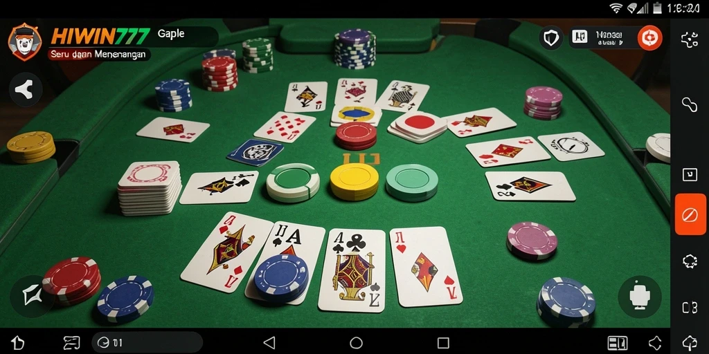 Tampilan gameplay seru dari HIWIN777 yang menampilkan momen permainan Gaple.