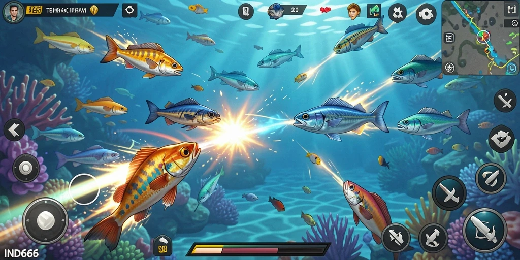 Tampilan gameplay Tembak Ikan yang seru dan penuh warna.