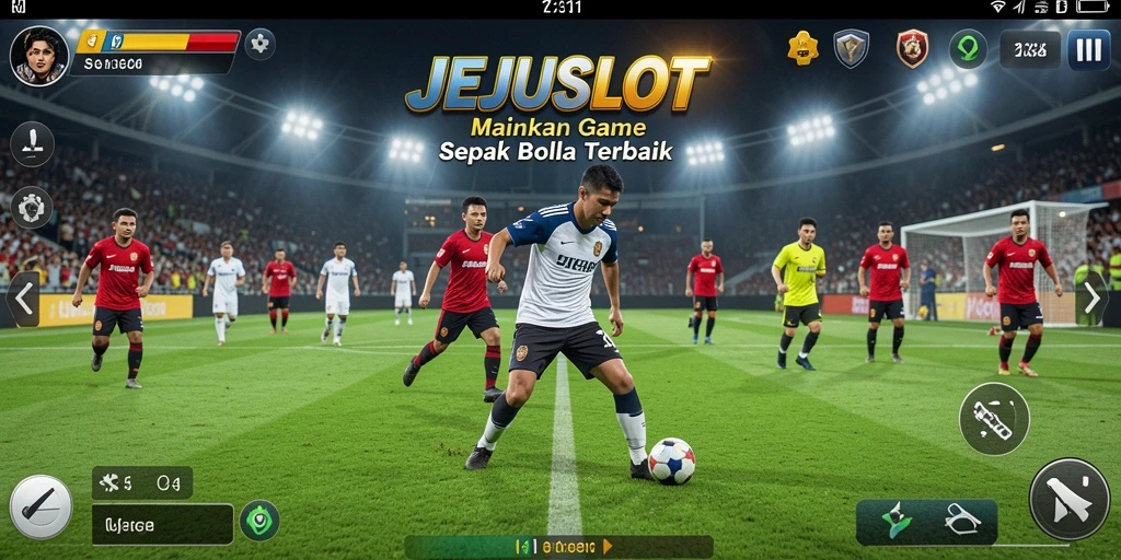 Screenshot JEJUSLOT menunjukkan aksi seru di lapangan sepak bola.
