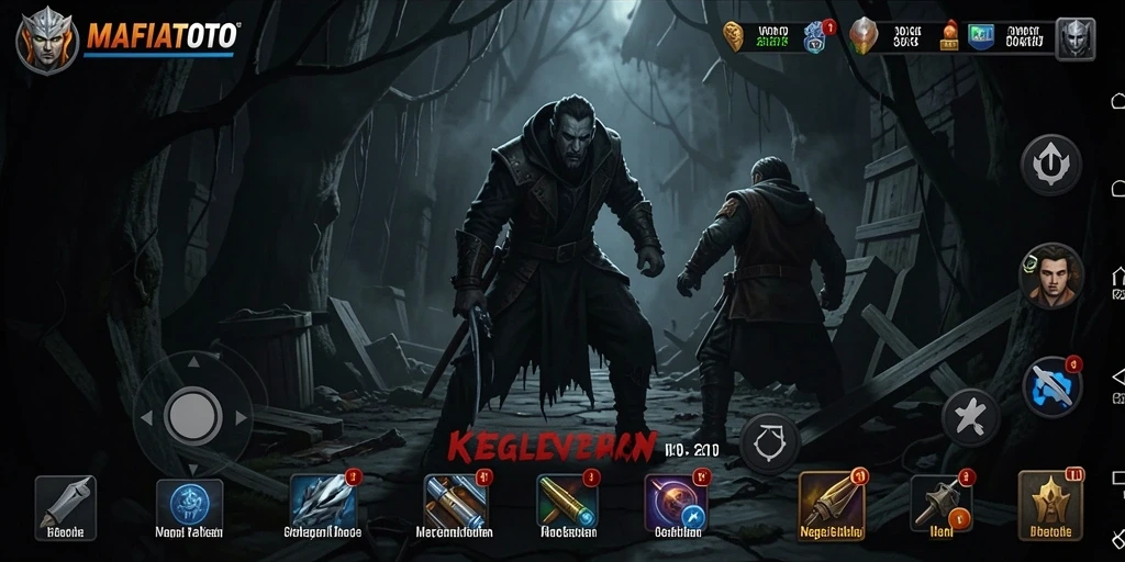 Tampilan gameplay MAFIATOTO yang menegangkan dan mencekam.