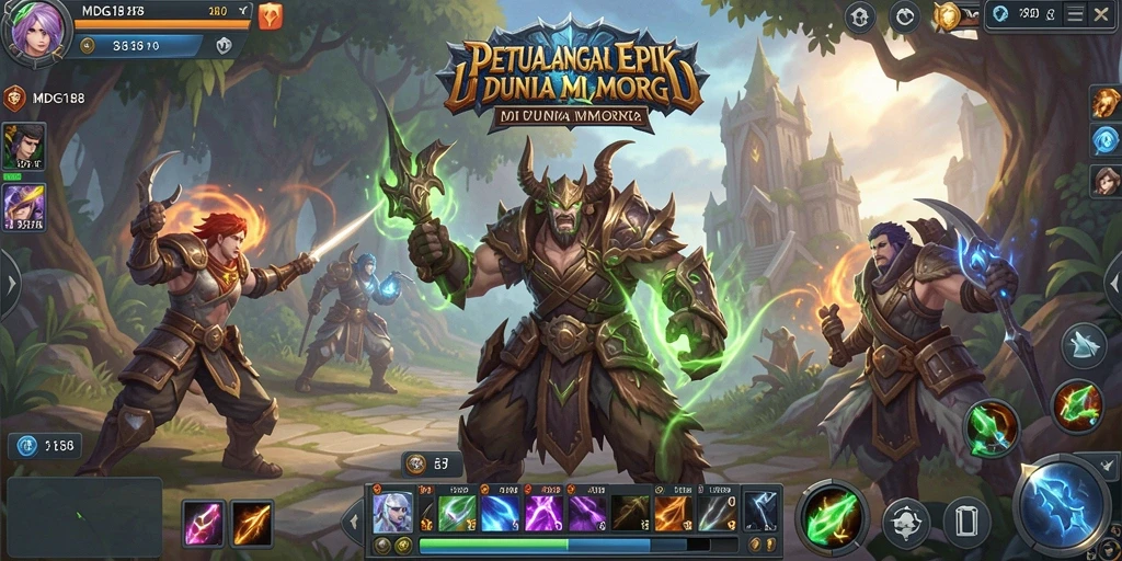 Screenshot utama MDG188 menampilkan aksi epik dari gameplay MMORPG.