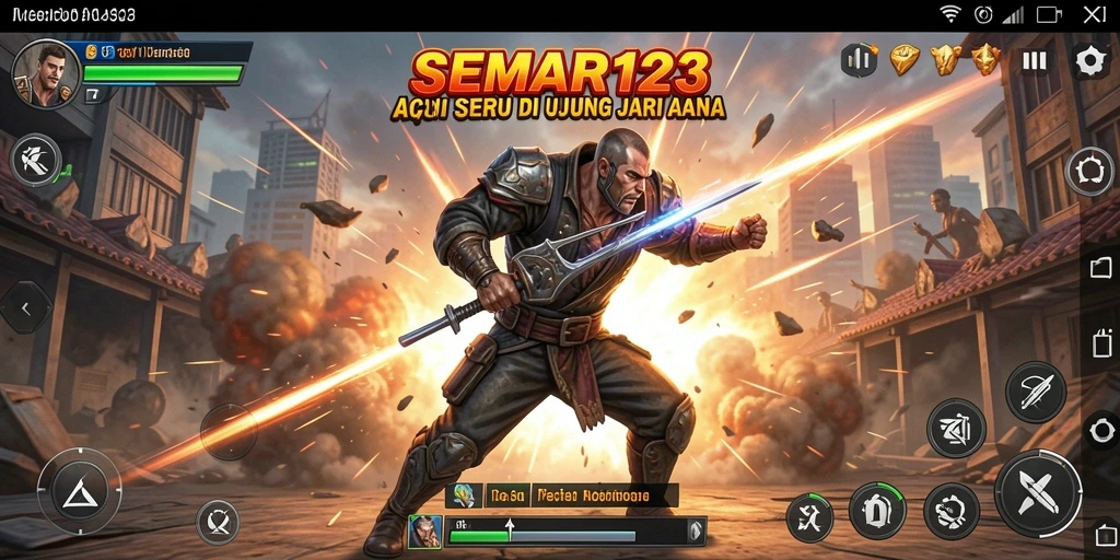 Tampilkan aksi seru karakter dalam SEMAR123 saat berjuang melawan musuh.