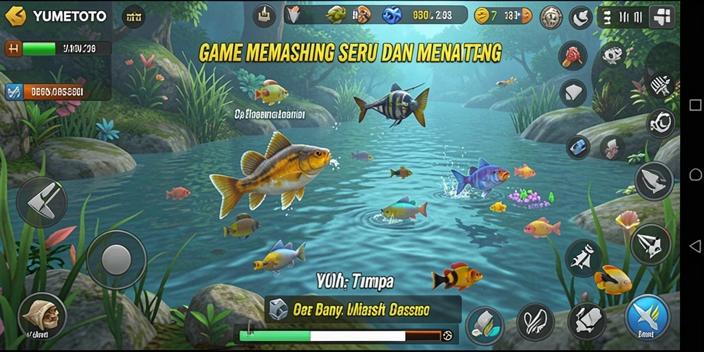 Screenshot gameplay <strong>YUMETOTO</strong> menampilkan aksi memancing yang menyenangkan.